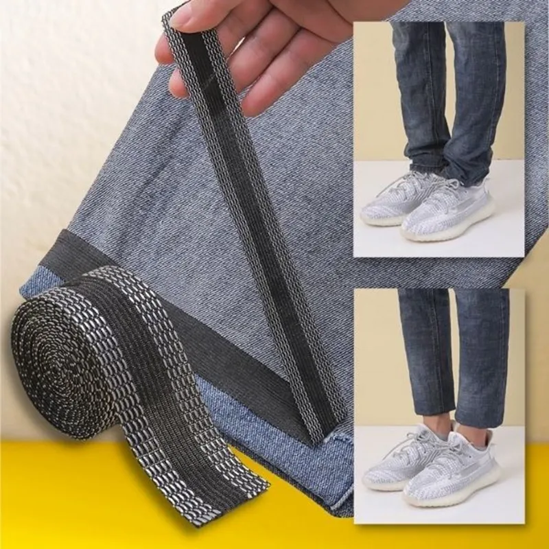 Pants Edge Shorten Self-Adhesive Tape for Trousers Legs Edge Shortening Tape Paste Hem Iron on Pants Jeans Clothes