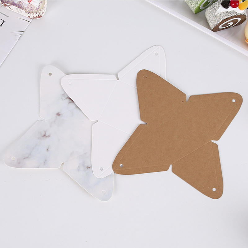 Paper Card Triangle Gift Box with Ribbon (50 pcs)