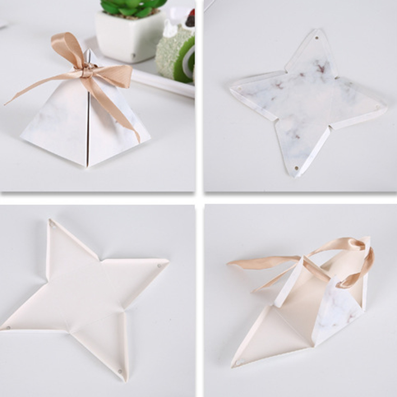 Paper Card Triangle Gift Box with Ribbon (50 pcs)