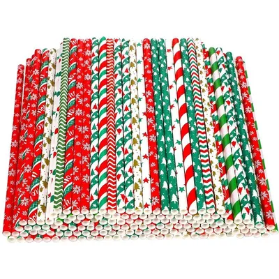 Paper Christmas Straws (25pcs)