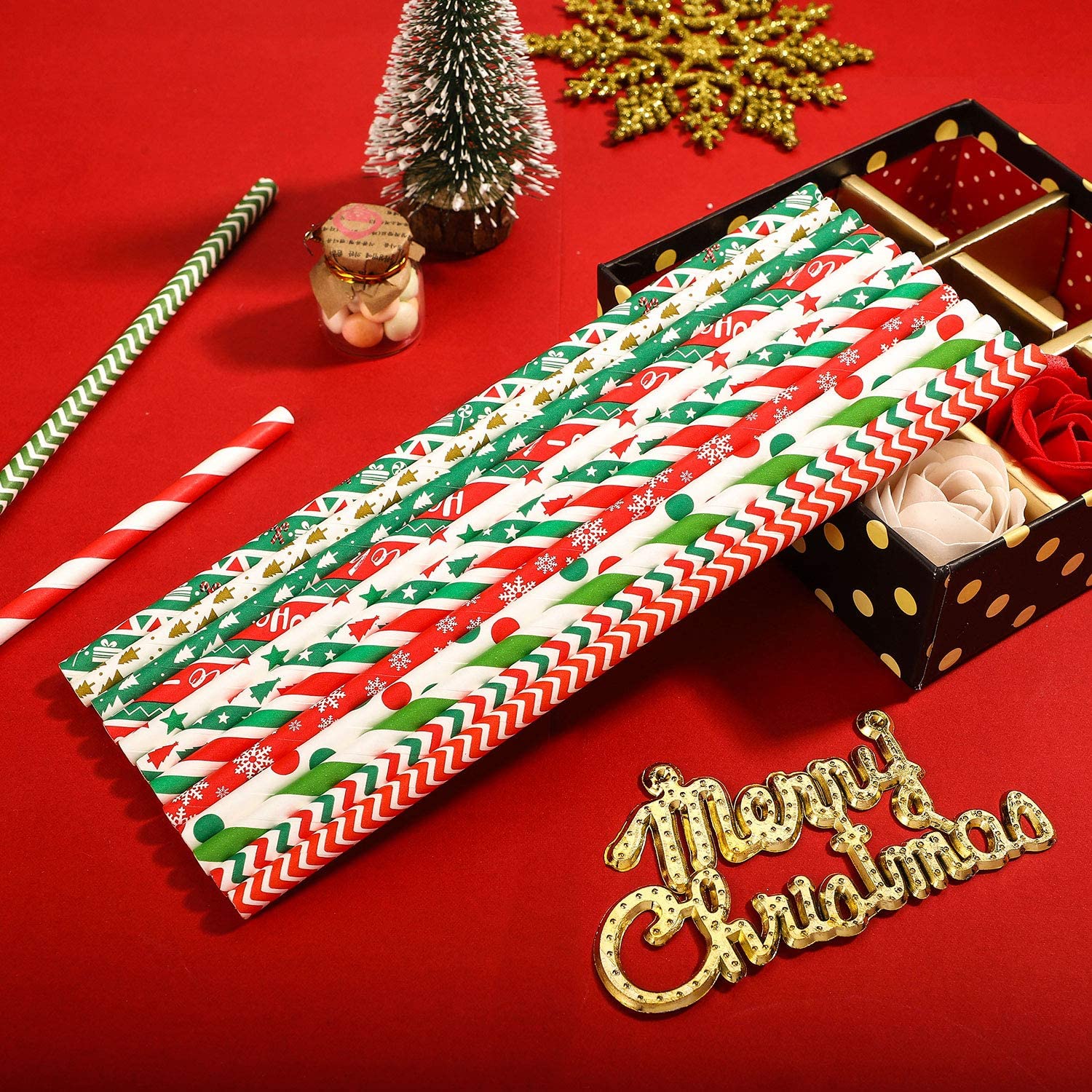 Paper Christmas Straws (25pcs)