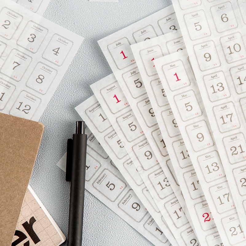 Paper Daily Date Stickers (12 Sheets)
