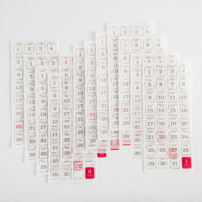 Paper Daily Date Stickers (12 Sheets)