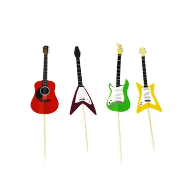 Paper Guitar Cake Toppers (24pcs) Paper Guitar Cake Toppers (24pcs)