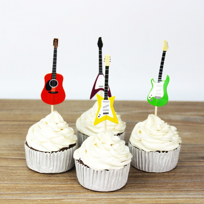 Paper Guitar Cake Toppers (24pcs) Paper Guitar Cake Toppers (24pcs)