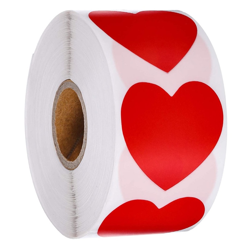 Paper Heart Shape Stickers (50pcs)