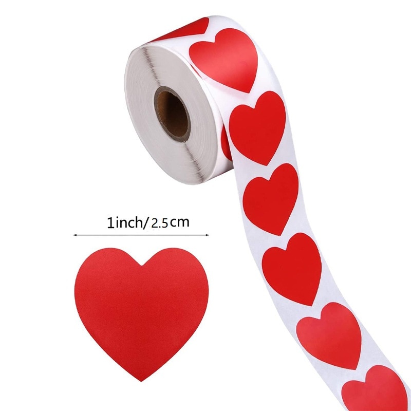 Paper Heart Shape Stickers (50pcs)