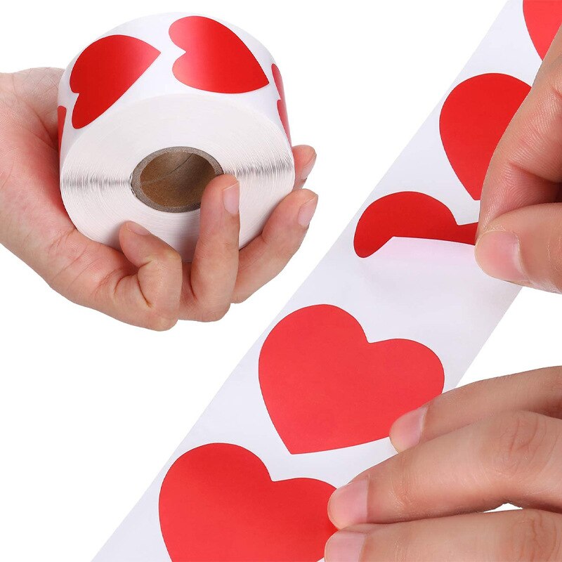 Paper Heart Shape Stickers (50pcs)