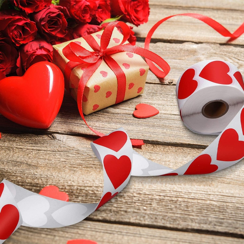 Paper Heart Shape Stickers (50pcs)
