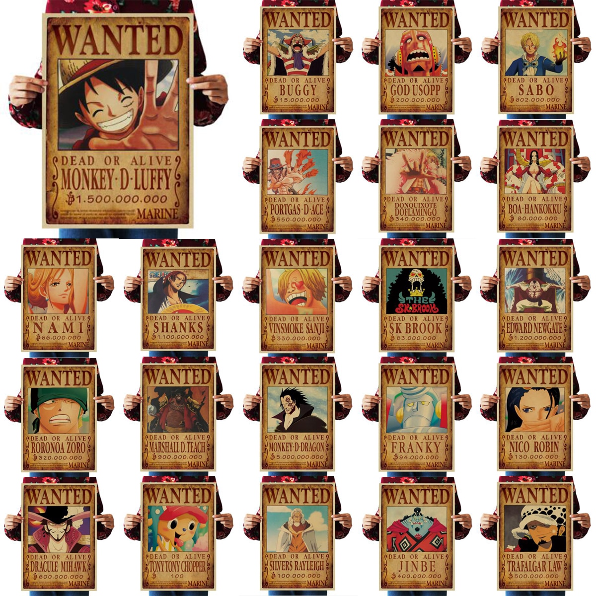 Paper One Piece Wanted Posters (20pcs)