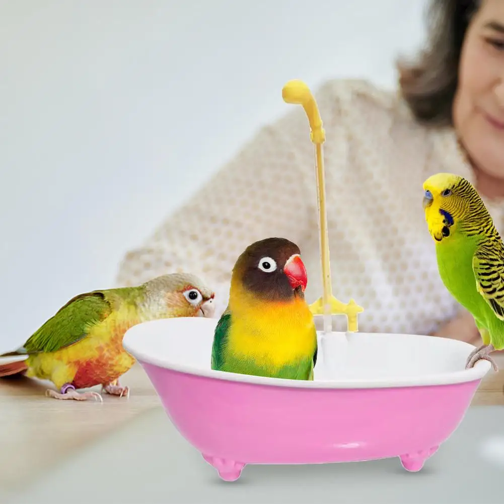 Parrot Automatic IntelligentBath Bird Shower Bathtub Supplies Cute Plastic Bird Bath