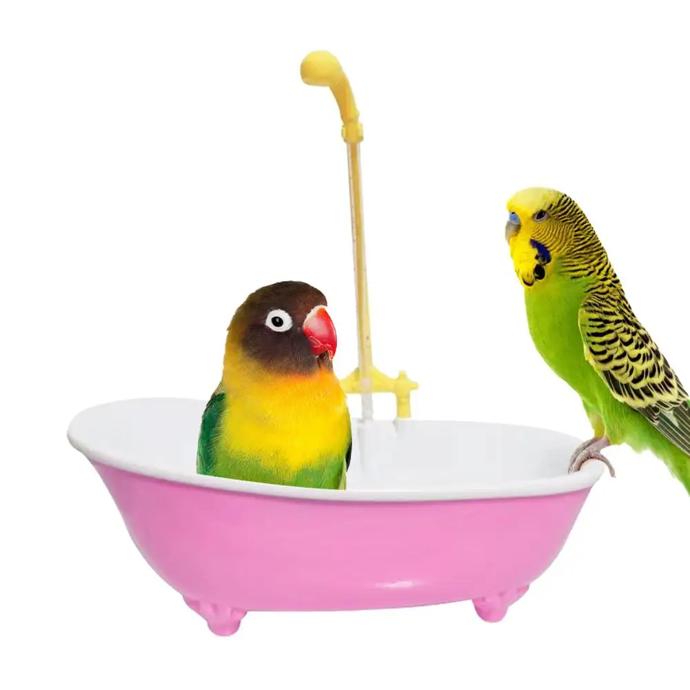 Parrot Automatic IntelligentBath Bird Shower Bathtub Supplies Cute Plastic Bird Bath