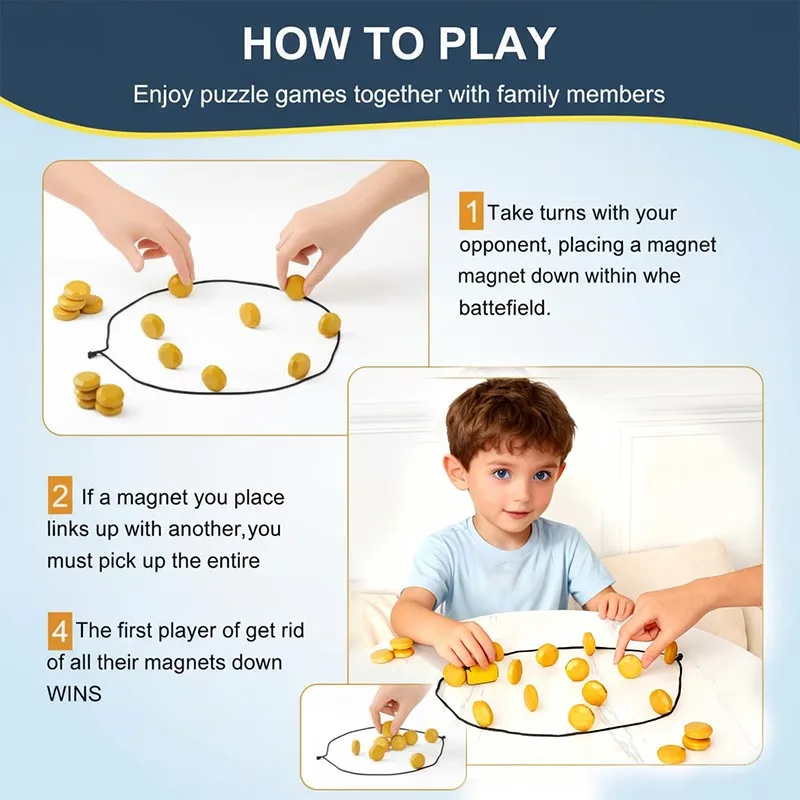 Party Games Magnetic Stones Game Interactive Magnet Board Strategy Game for Family Kids Adults Portable Magnetic Stones