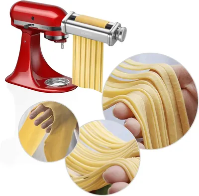 Pasta Attachment for KitchenAid Mixer, Pasta Sheet Roller, Spaghetti Fettuccine Cutter,Stainless Noodle Fit All