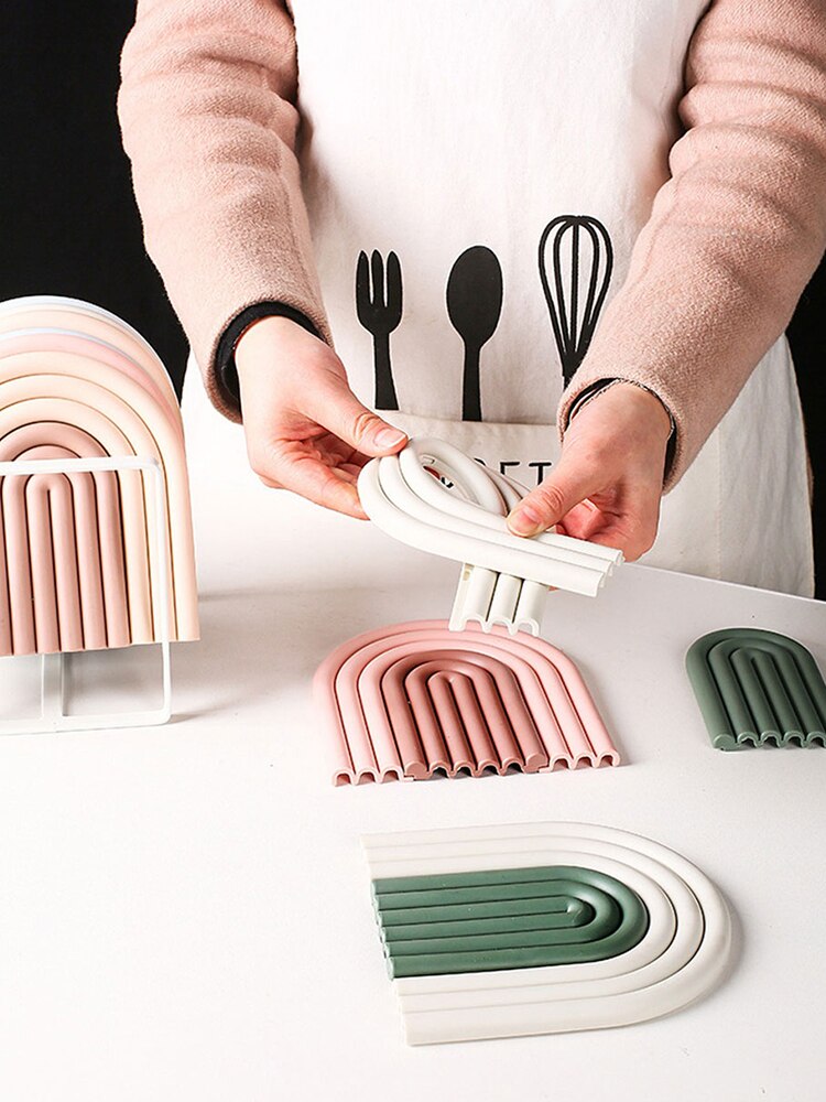 Pastel Silicone Rainbow Coasters (2pcs)