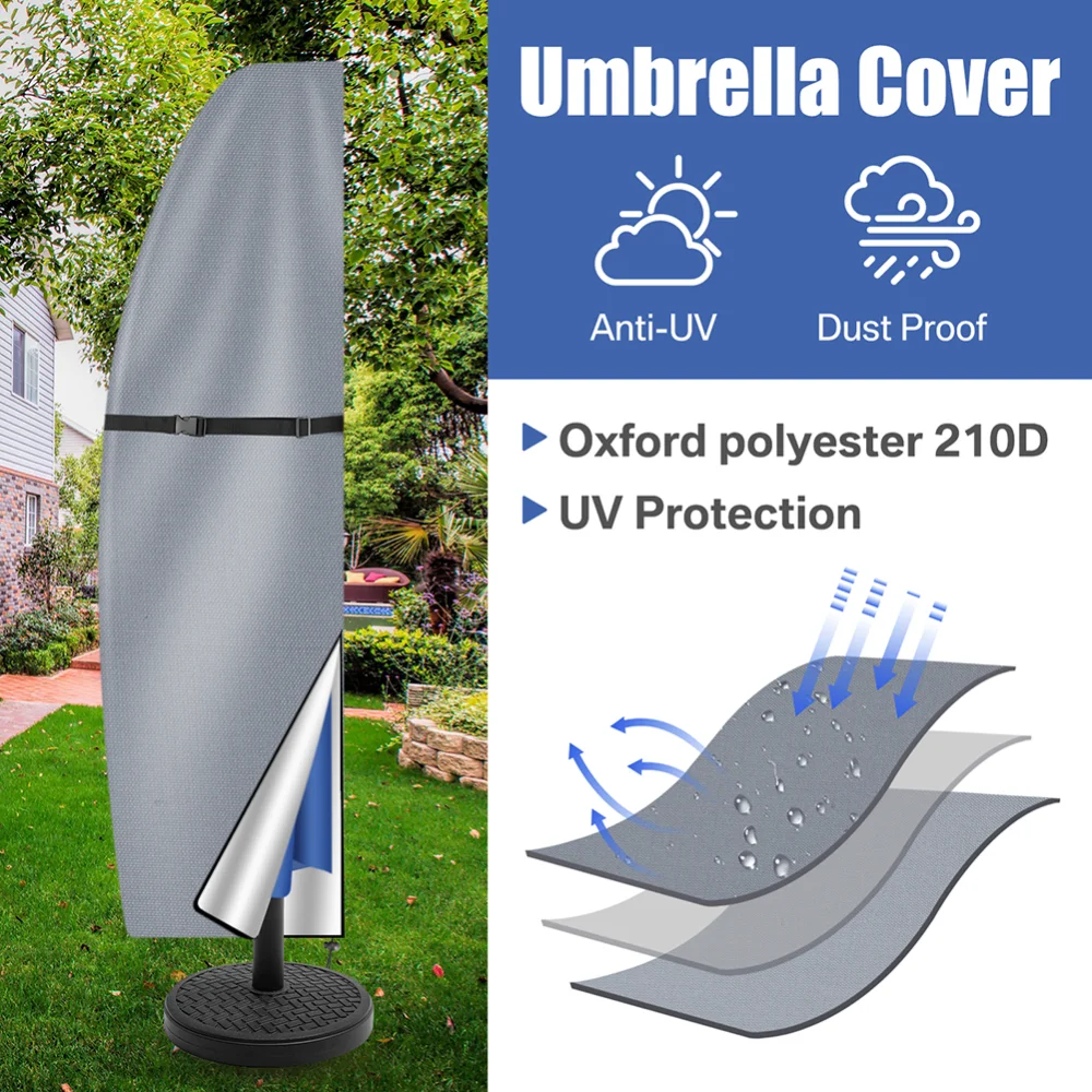 Patio Umbrella Cover Waterproof Outdoor Anti-UV Cantilever Offset Umbrella Cover Parasol Rain Umbrella Cover with Rod Patio Umbrella Cover Waterproof Outdoor Anti-UV Cantilever Offset Umbrella Cover Parasol Rain Umbrella Cover with Rod