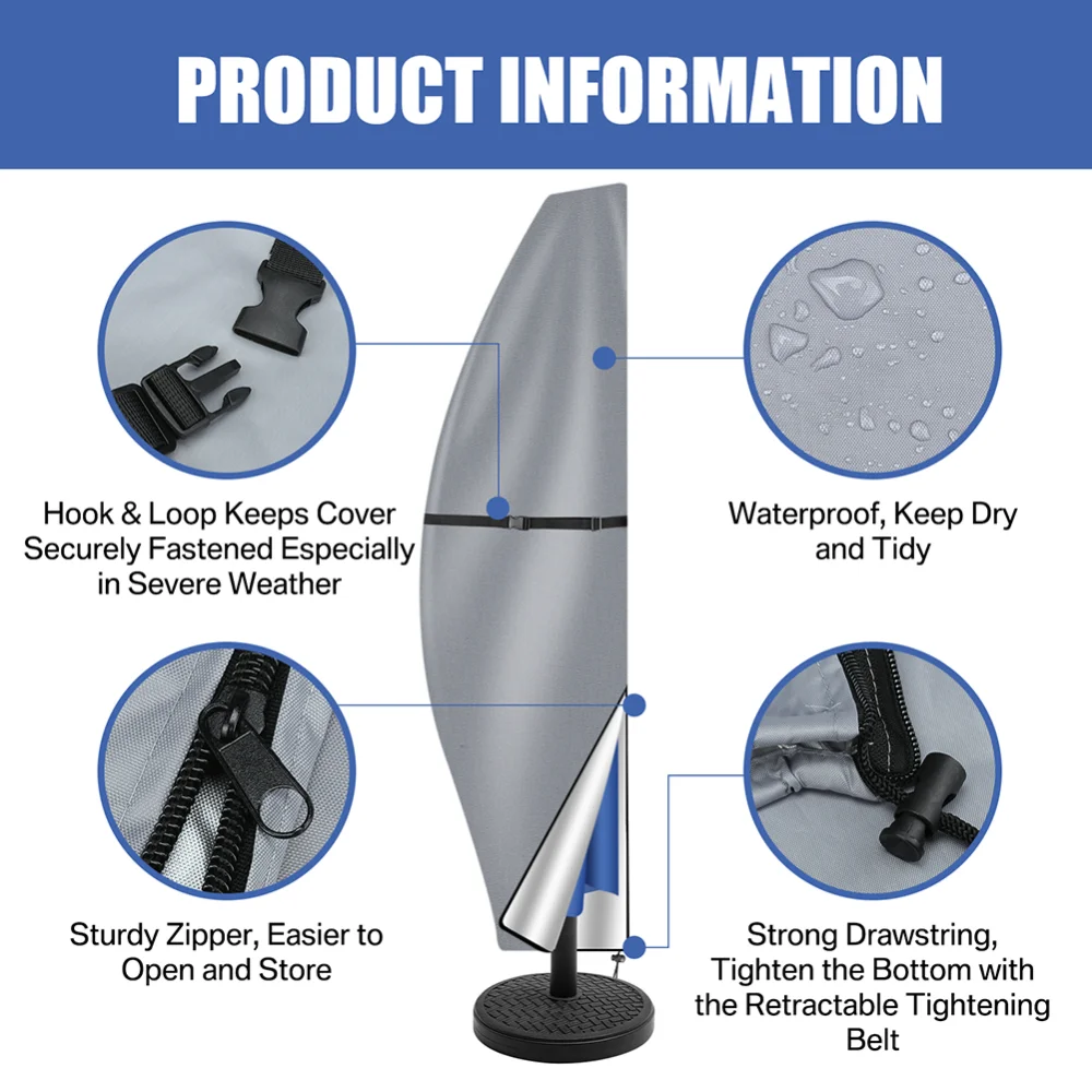 Patio Umbrella Cover Waterproof Outdoor Anti-UV Cantilever Offset Umbrella Cover Parasol Rain Umbrella Cover with Rod Patio Umbrella Cover Waterproof Outdoor Anti-UV Cantilever Offset Umbrella Cover Parasol Rain Umbrella Cover with Rod