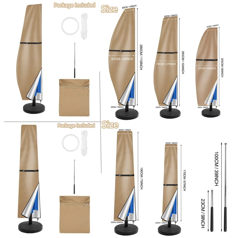 Patio Umbrella Cover Waterproof Outdoor Anti-UV Cantilever Offset Umbrella Cover Parasol Rain Umbrella Cover with Rod Patio Umbrella Cover Waterproof Outdoor Anti-UV Cantilever Offset Umbrella Cover Parasol Rain Umbrella Cover with Rod
