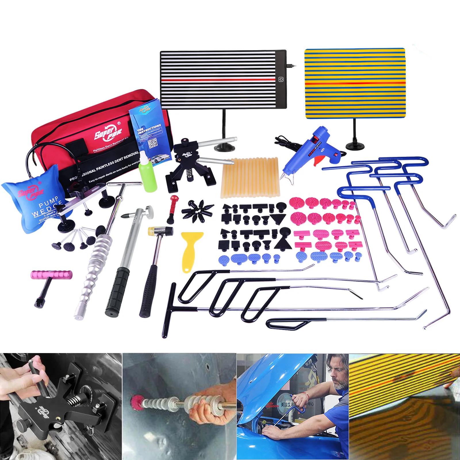 PDR Spring Steel Rods Dent Puller Lifter Glue Sticks Tap Down Hammer Dent Ding Hammer Dent Repair Tools Kit For Removal
