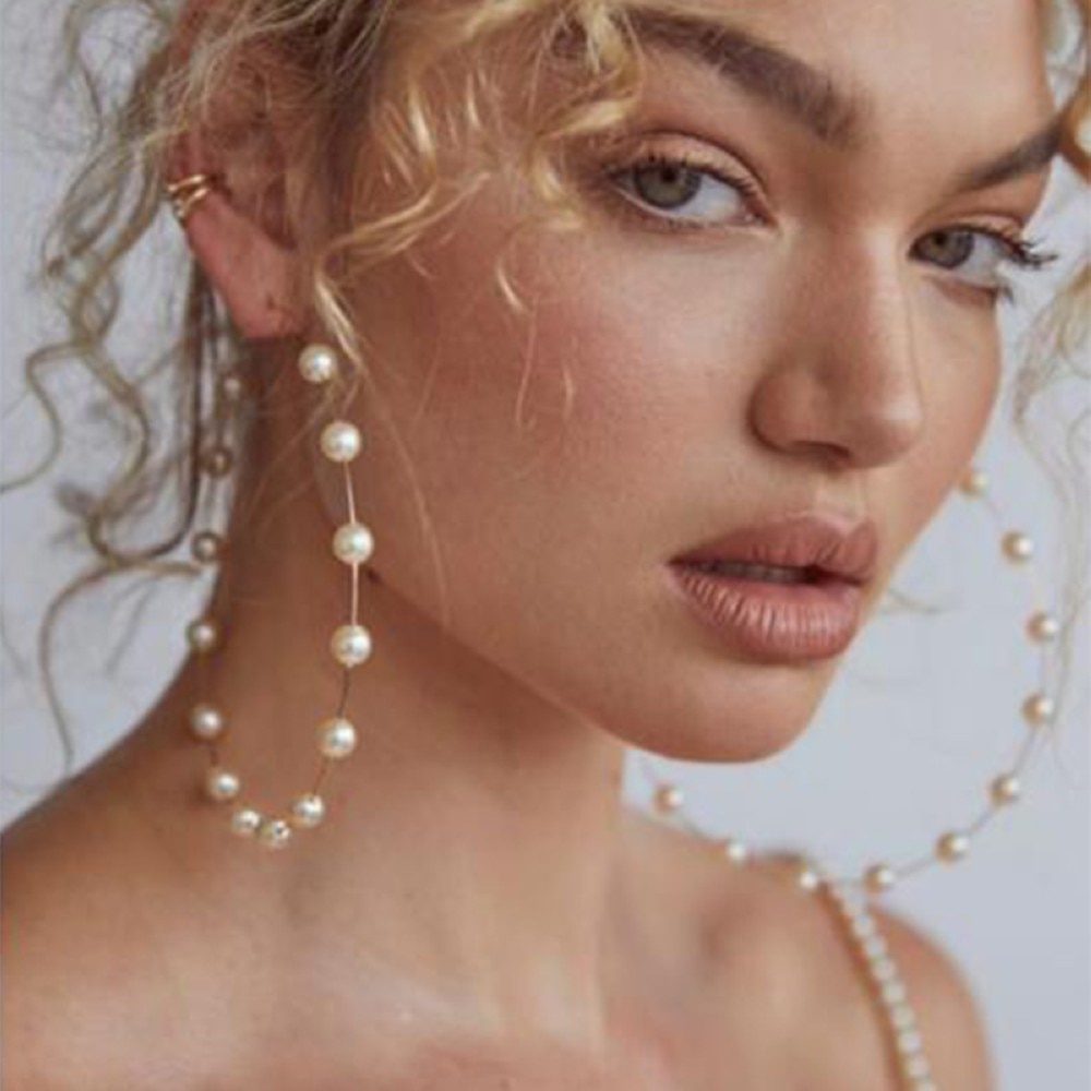 Pearl Hoop Earrings Fancy Jewelry Pearl Hoop Earrings Fancy Jewelry
