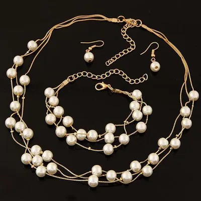 Pearl Necklace Set Bracelet Earrings Pearl Necklace Set Bracelet Earrings