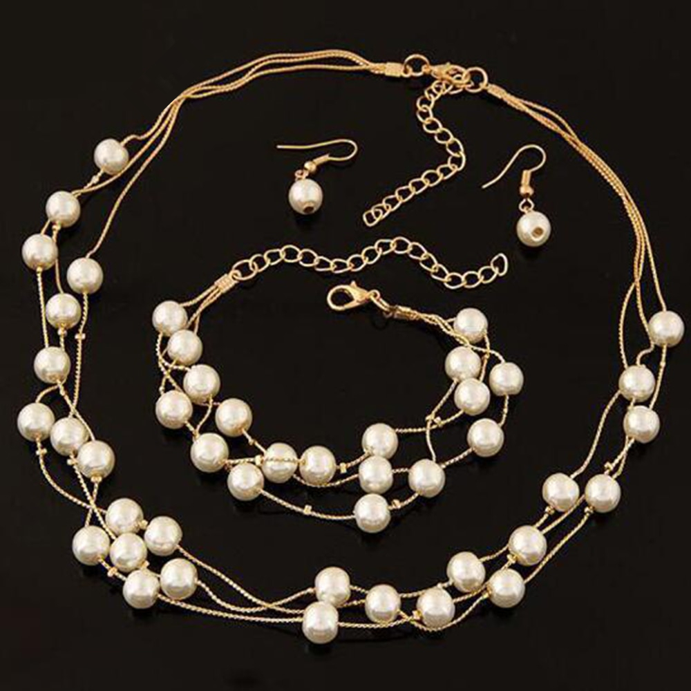 Pearl Necklace Set Bracelet Earrings Pearl Necklace Set Bracelet Earrings