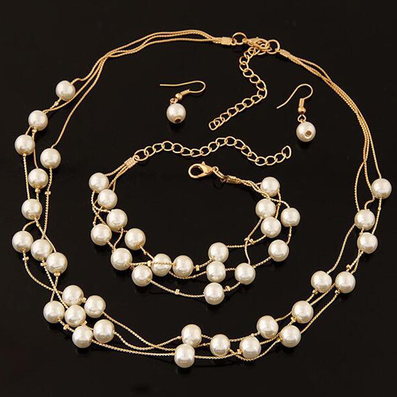 Pearl Necklace Set Bracelet Earrings Pearl Necklace Set Bracelet Earrings