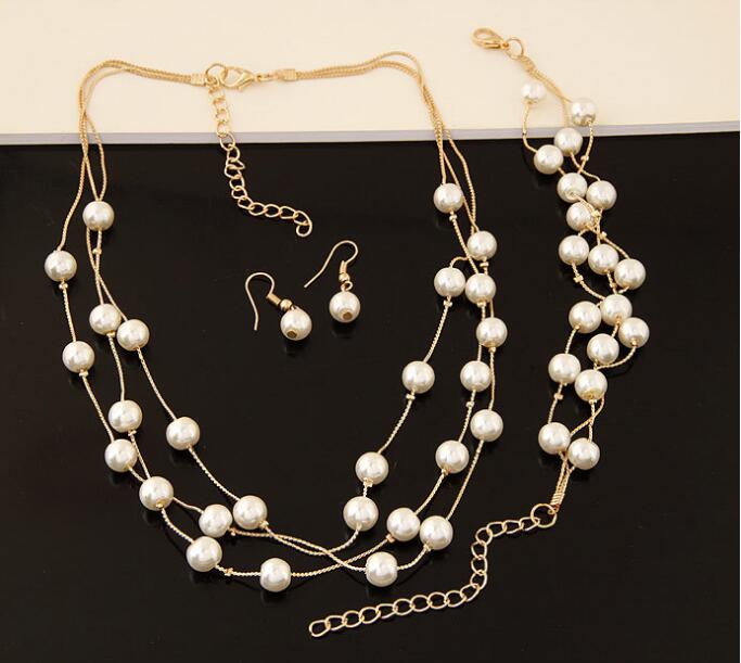 Pearl Necklace Set Bracelet Earrings Pearl Necklace Set Bracelet Earrings