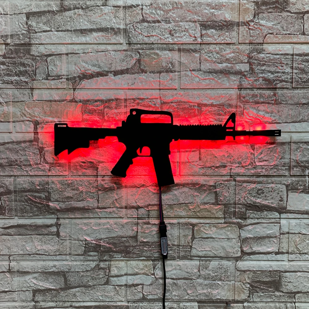 Personalized 3D Creative LED Gun-Shaped Luminous Wall Light Interior Background Aura Light USB Colored Night Light Personalized 3D Creative LED Gun-Shaped Luminous Wall Light Interior Background Aura Light USB Colored Night Light
