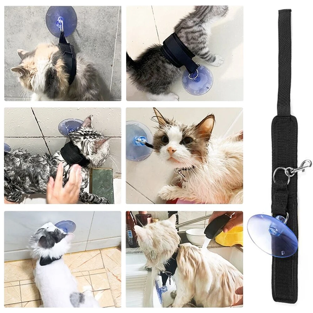 Pet Bath Fixation Strap with Sucktion Cup Cat Dog Shower Restraint Leash Anti Scratch Escaping Leash Pet Bathing