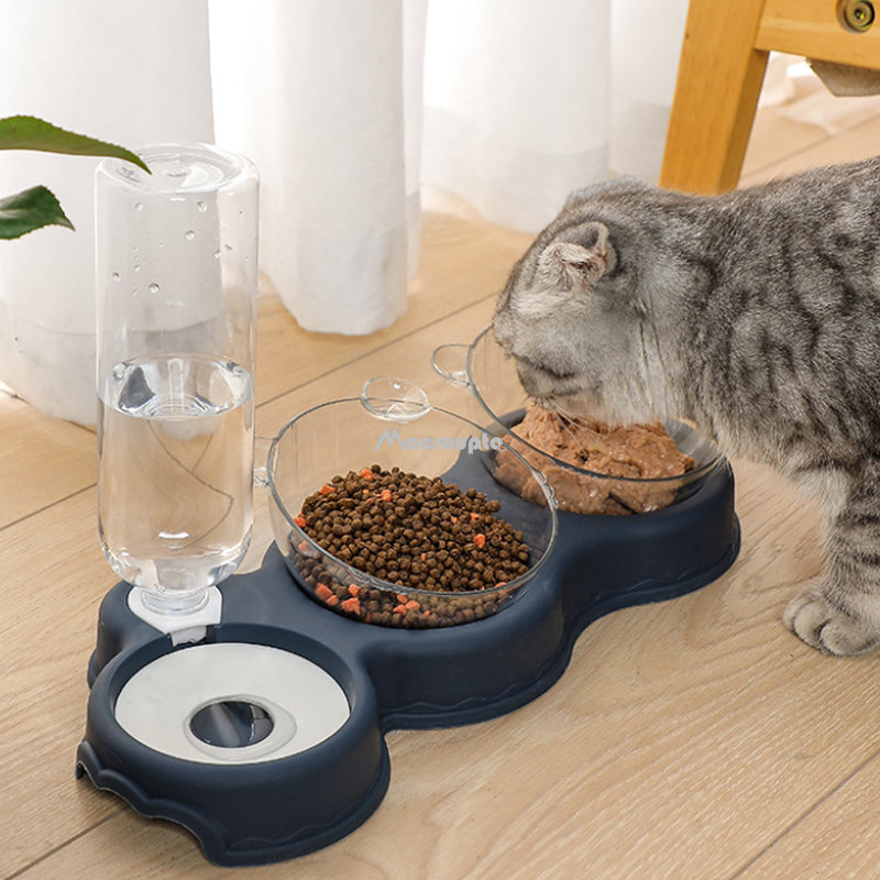 Pet Cat Bowl Automatic Feeder 3 in 1 Dog Cat Food Bowl With Water Fountain Double Bowl Drinking Raised Stand Dish Bowls Pet Cat Bowl Automatic Feeder 3 in 1 Dog Cat Food Bowl With Water Fountain Double Bowl Drinking Raised Stand Dish Bowls