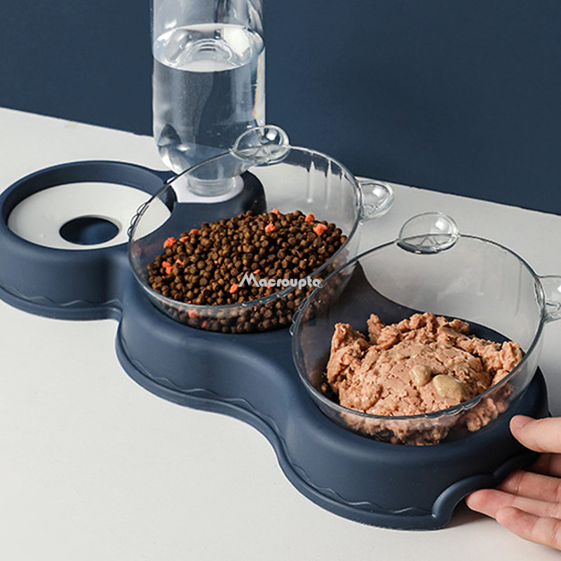 Pet Cat Bowl Automatic Feeder 3 in 1 Dog Cat Food Bowl With Water Fountain Double Bowl Drinking Raised Stand Dish Bowls Pet Cat Bowl Automatic Feeder 3 in 1 Dog Cat Food Bowl With Water Fountain Double Bowl Drinking Raised Stand Dish Bowls