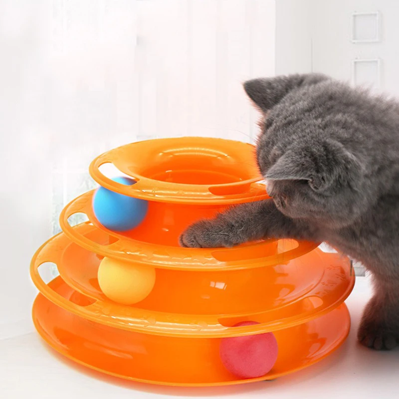 Pet cat toy Three-Layer Ball Cat Turntable Cat Interactive Educational Track Space Tower Play Pate