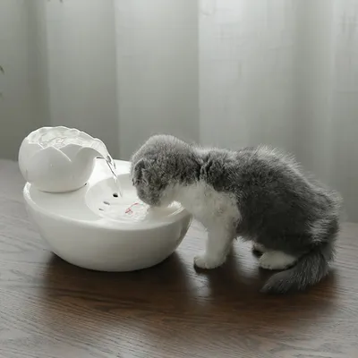 Pet Ceramic Water Fountain Lotus Flower Design