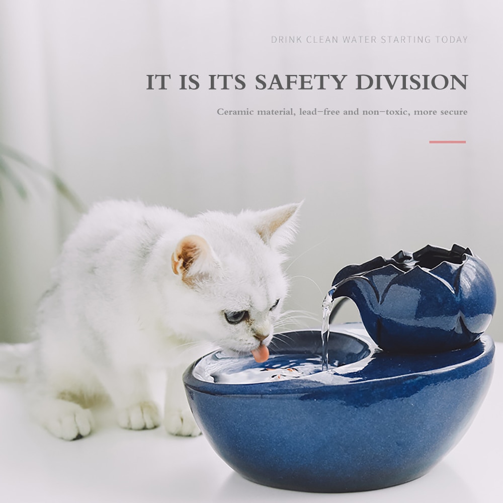 Pet Ceramic Water Fountain Lotus Flower Design