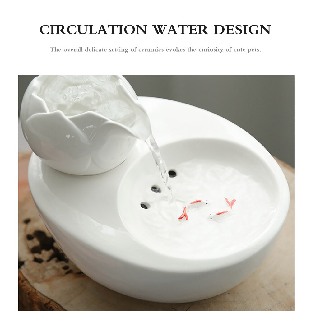 Pet Ceramic Water Fountain Lotus Flower Design