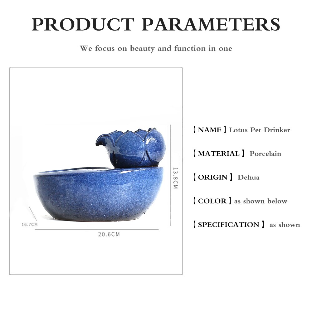 Pet Ceramic Water Fountain Lotus Flower Design
