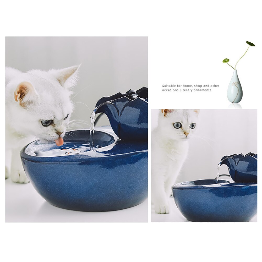 Pet Ceramic Water Fountain Lotus Flower Design