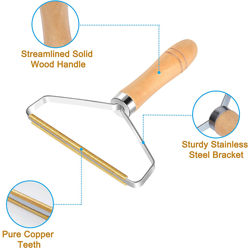 Pet Hair Carpet Scraper with Wooden Handle