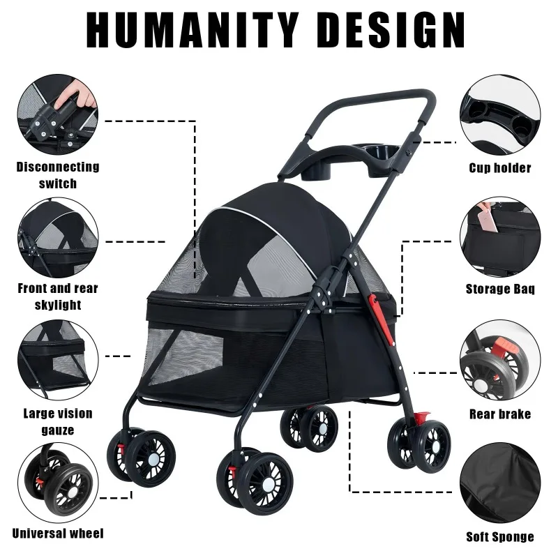 Pet Stroller Dogs Cats Teddy Bear Baby Stroller Small Pet Stroller Light and Foldable Suitable Outdoor Travel Dog Cat Pet Stroller Dogs Cats Teddy Bear Baby Stroller Small Pet Stroller Light and Foldable Suitable Outdoor Travel Dog Cat