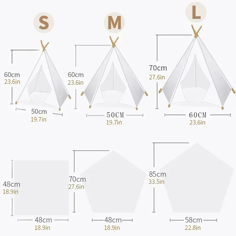 Pet Teepee Tent for Cats and Dogs Portable Removable Washable Dog House Indoor Puppies House with Cushion and Pet Teepee Tent for Cats and Dogs Portable Removable Washable Dog House Indoor Puppies House with Cushion and