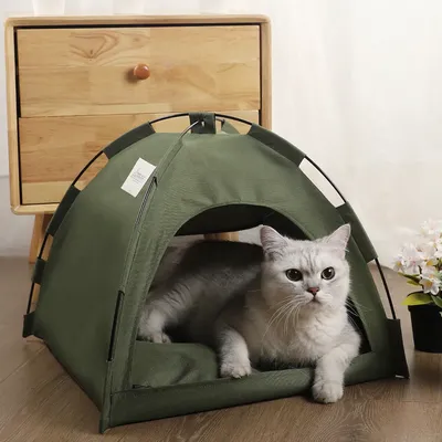 Pet Tent Bed Cats Warm Cushions Furniture Sofa Basket Beds Winter Clamshell Kitten