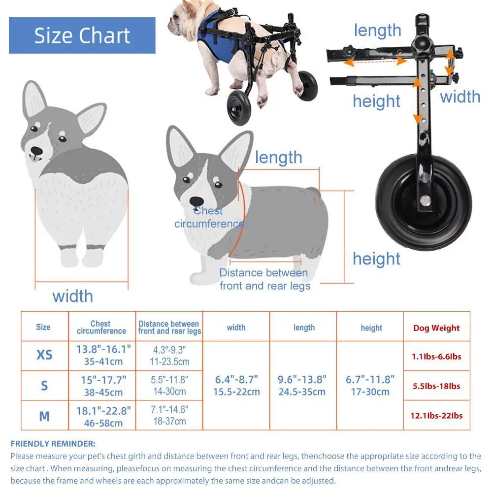 Pet Trolley Adjustable Hind Leg Disabled Pet Dog Mobility Aid Light Rehabilitation Legs Pet Wheelchair Walk Trolley