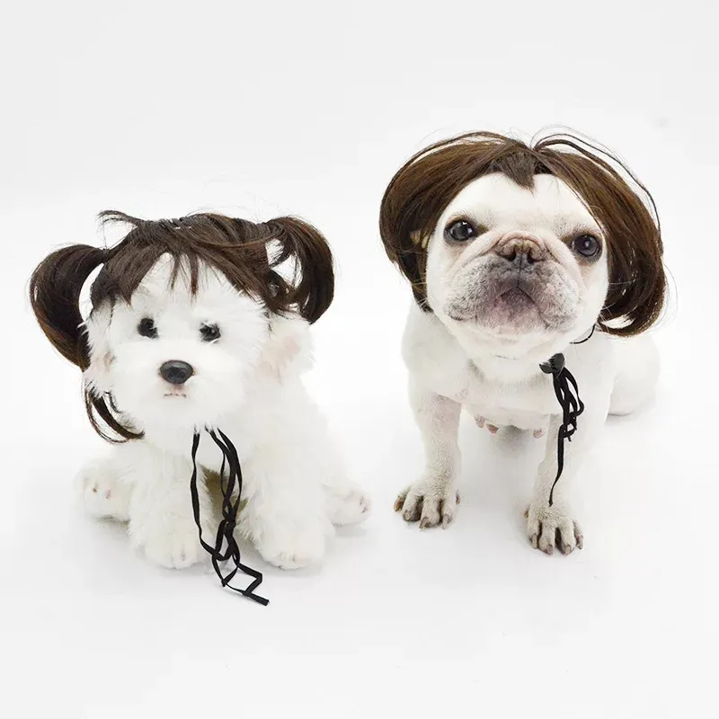 Pet Wigs Cosplay Props Funny Dogs Cats Cross-Dressing Hair Hat Costumes Head Accessories For Halloowen Christmas Pets