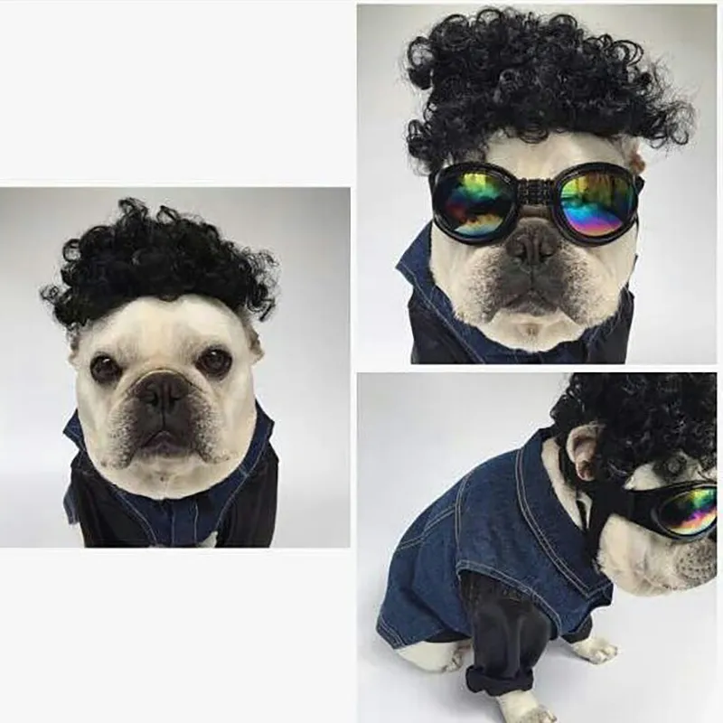 Pet Wigs Cosplay Props Funny Dogs Cats Cross-Dressing Hair Hat Costumes Head Accessories For Halloowen Christmas Pets
