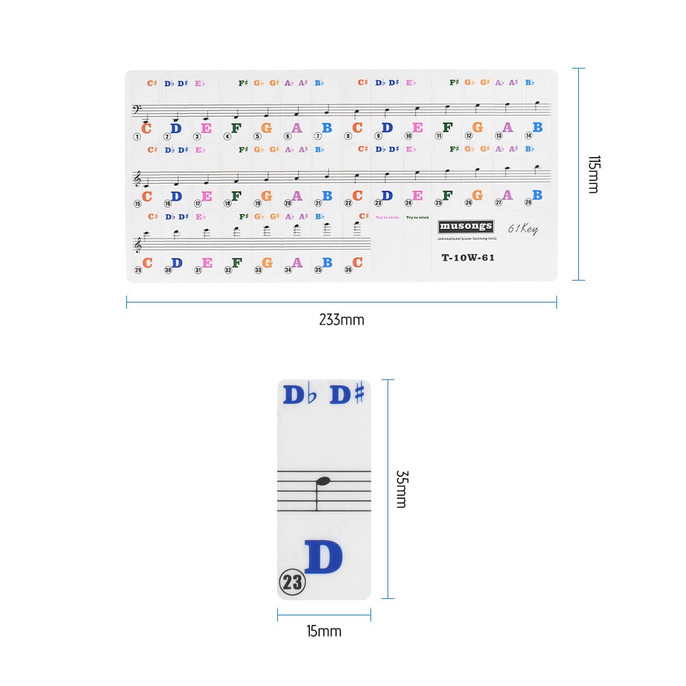 Piano Key Stickers Removable Stickers Piano Key Stickers Removable Stickers