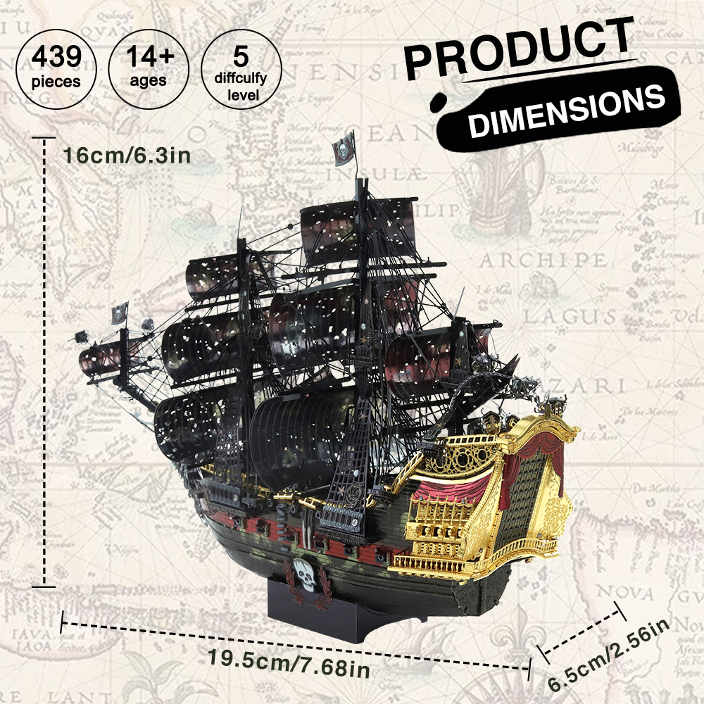 Piececool 3D Metal Puzzle The Queen Anne's Revenge Jigsaw Pirate Ship DIY Model Building Kits Toys for Teens Brain Piececool 3D Metal Puzzle The Queen Anne's Revenge Jigsaw Pirate Ship DIY Model Building Kits Toys for Teens Brain