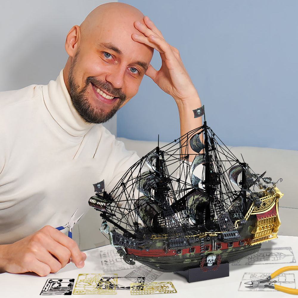 Piececool 3D Metal Puzzle The Queen Anne's Revenge Jigsaw Pirate Ship DIY Model Building Kits Toys for Teens Brain Piececool 3D Metal Puzzle The Queen Anne's Revenge Jigsaw Pirate Ship DIY Model Building Kits Toys for Teens Brain