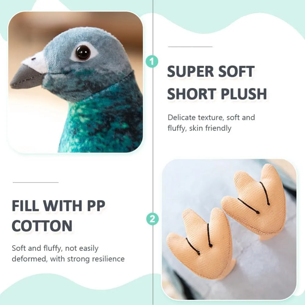Pigeon Plush Toy Plush Doll Simulation Ornaments Soft and Cute Peace Bird Animal Cute As Gift for Kids