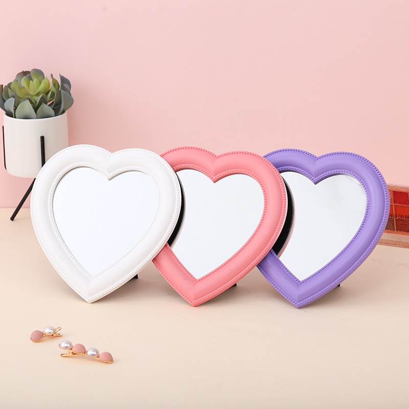 Pink Heart Mirror with Stand